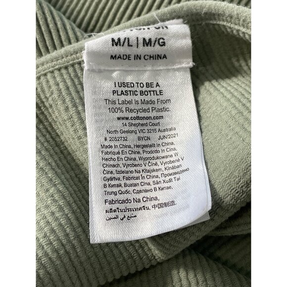 Cotton On Crop Tank Top Size Medium Large Ribbed Sage Green Eco Friendly Stretch - Picture 4 of 7